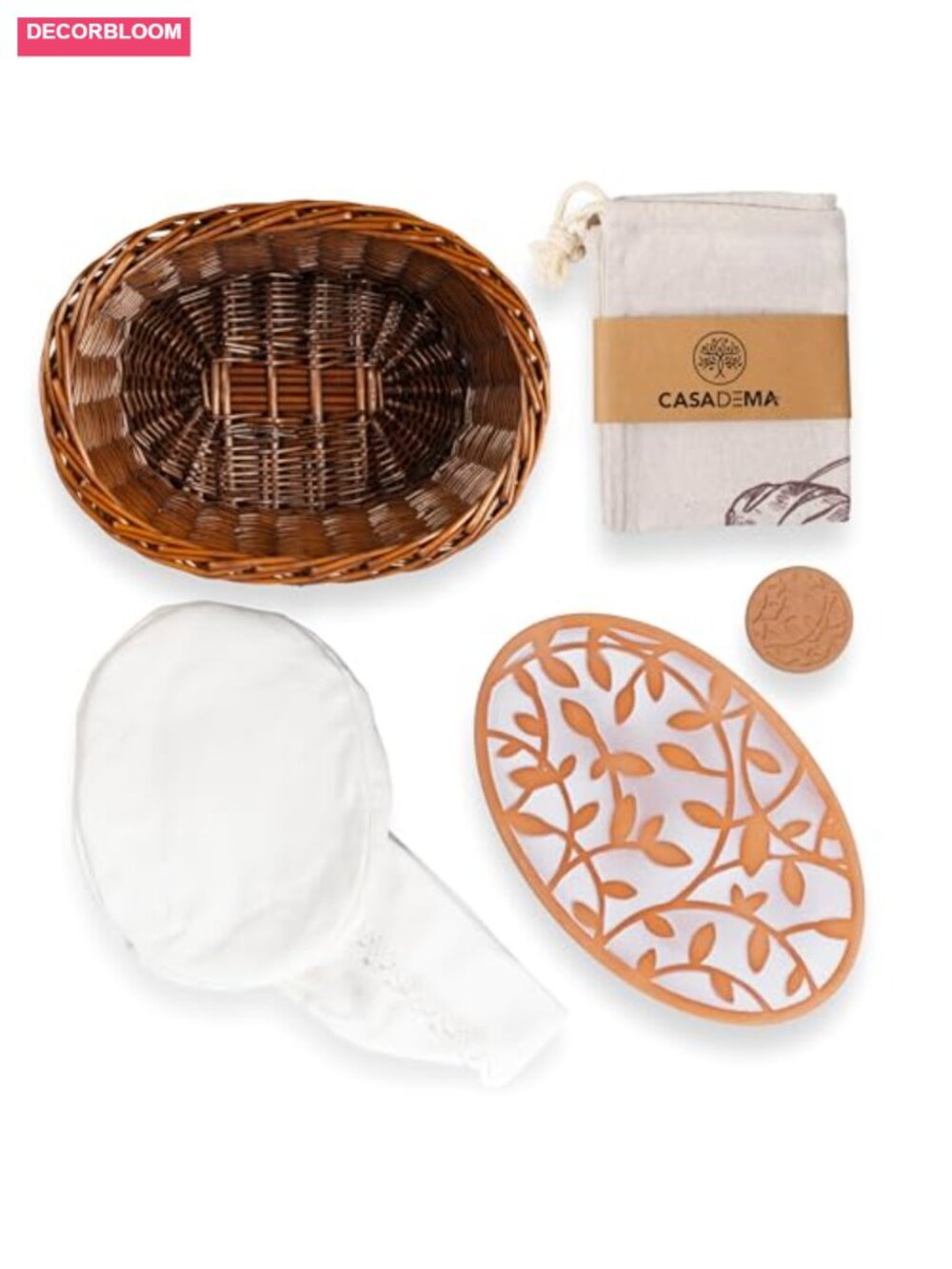 Bread Warmer Basket with Terracotta Stone, Willow Serving Set - Picture 2 of 6